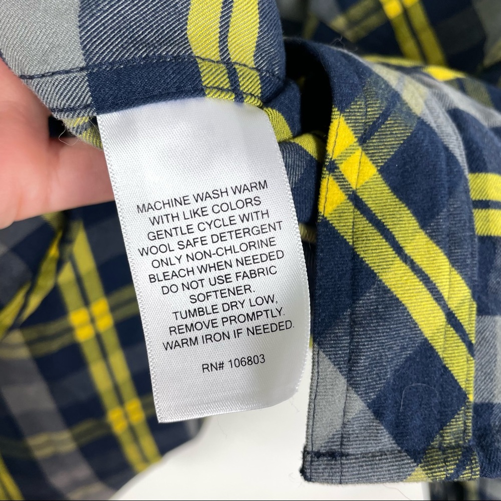 Alaskan Hardgear Duluth Mens Flannel Shirt XL Yellow Blue Plaid Long Sleeve NEW - Picture 6 of 7